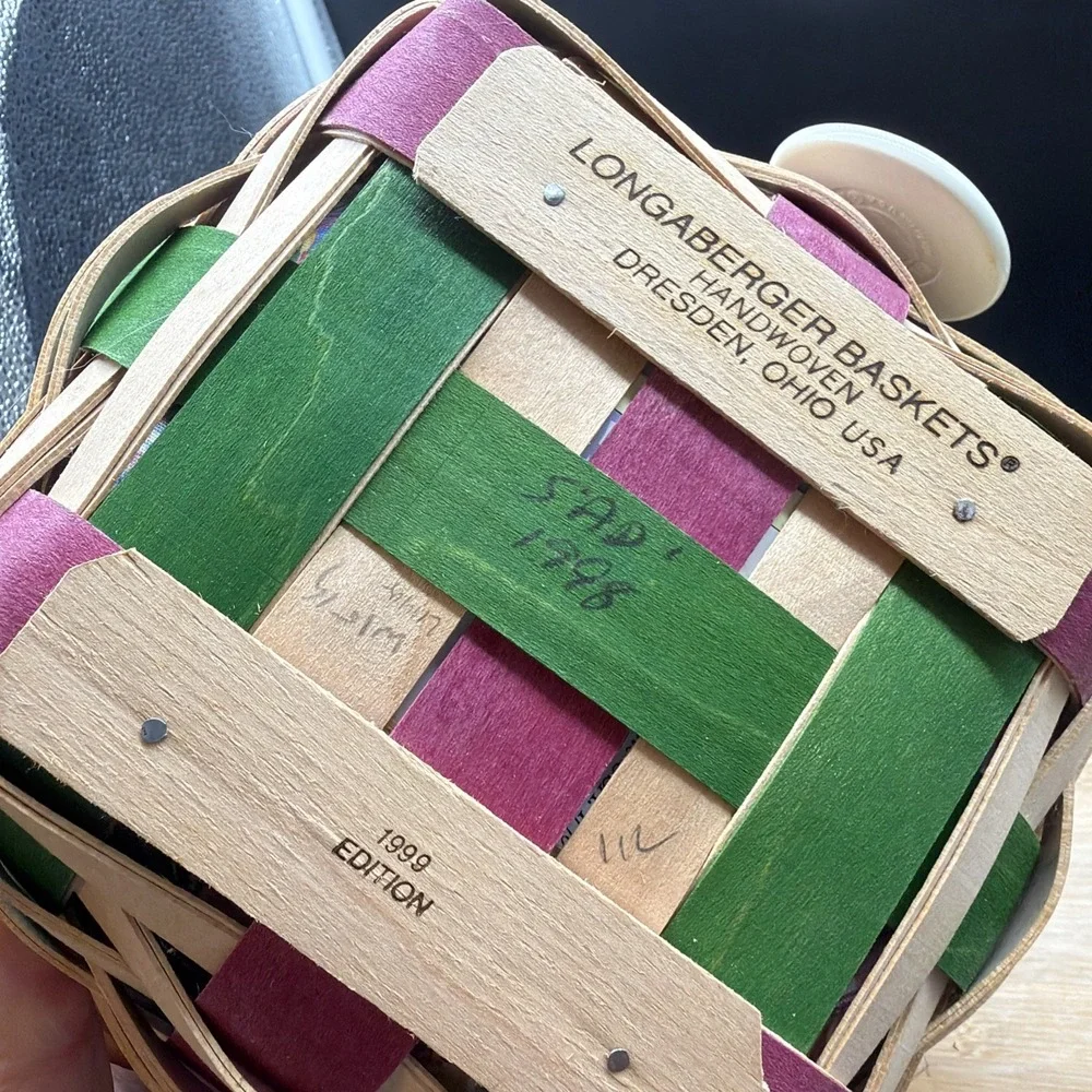 Longaberger Easter Basket 1999 Bunny Rabbit Divider Liner Protector Tie On